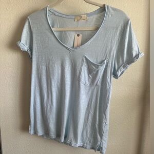 ANTHROPOLGIE T.La Blue Cuffed Sleeve Relaxed Tee.